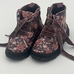 H&M Girls Floral Ankle Boots Size 6.5
